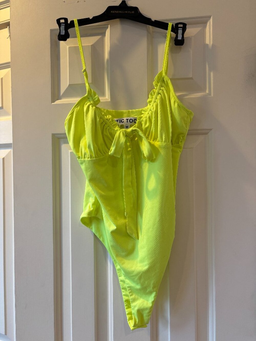 Neon Yellow Bodysuit with Tie Front